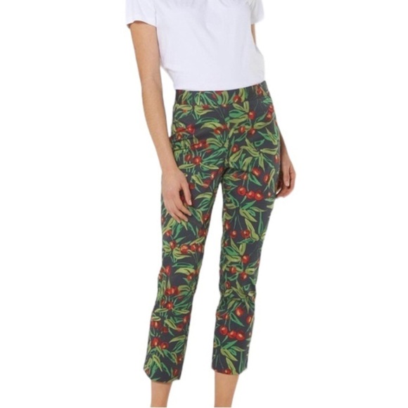 LK Bennett Pants - L.K. Bennett London Susie Pant Cropped Ankle Cherry Leaf Print Fitted Size 4